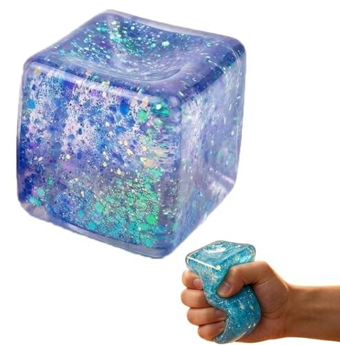 Squishies Stress Fuzz Balls for Adults, Squishies Squishy Stress Ice Cube, Squishy Slow Rising High Density Ice Squeeze Ball Cubes Cube Sensory for Office Anxiety Stress Relief (Green)