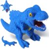 Squishy Dinosaur Toys (Blue) Dinosaur Stress Balls for Kids and Adults, Sand Filled Dinosaur Squishy Toys, Dino Sensory Fidget Toys, Squish Squeeze Ball, Stretch Stress Relief Toys for Gifts