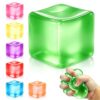 Squishy Ice Cube Stress Balls, Slow Rising Stress Relief Toy, Squeeze Ball Fidget Toys for Adults Teens Boys Girls, Sensory Toys for Kids with Autism, Party Favors Gifts (Green)