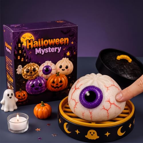 Squishy Stress Ball, Adults Anxiety Stress Relief Toys Halloween Fuzz Ball Gift,Quick-Rebound Sensory Squeeze Ball, Soft Fuzzy Anxiety Relief Toys for Office Desk (Horror Eyeball)