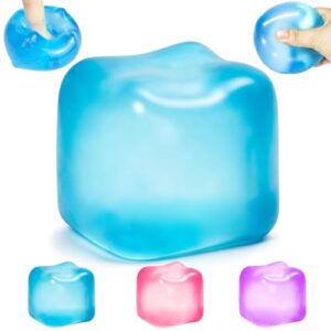 Squishy Stress Cube Fidget Toys, High Density Slow Rising Squeeze Cube, Soft Gel Sensory Fidget Toy for Adults & Kids, Anxiety Relief Squishies for Autism ADHD, Classroom Prize (Blue-1)