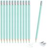 sqzrmdcg 12 PCS Macaron Blue Colored Pencils with Eraser Pre Sharpened Pencil 2 HB - Ideal for Checking, Grading, Tests & Office/School Supplies