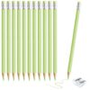 sqzrmdcg 12 PCS Macaron Green Colored Pencils with Eraser Pre Sharpened Pencil 2 HB - Ideal for Checking, Grading, Tests & Office/School Supplies