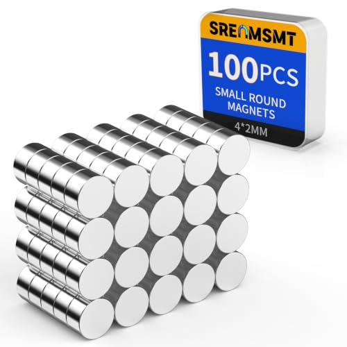 SRENMSMT Small Magnets, 100 Pack Refrigerator Magnets Rare Earth Magnet Neodymium Magnet for Crafts, DIY, Whiteboard, Billboard in Home, Kitchen, Office, School-4x2m