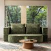 SRJunidexor Floor Sofa Bed, Convertible Queen Sleeper Couch with Corduroy Fabric, No Assembly Foldable Futon Mattress for Living Room Apartment Guest Room (1, Green)