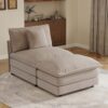 SRJunidexor Modular Sectional Sofa, Armless 1-Seat Sofa with Ottoman, Light Coffee Chenille Couch with 2 Pillows, Flexible U-Shape Design for Small Apartment Living Room Home Theater