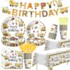 Srua Don Construction Birthday Party Supplies, Construction Party Decorations Tableware, Paper Plates, Cup, Napkin, Tablecloth, Cutlery, Banner, Excavator Dump Truck Birthday Decorations, Serves 24
