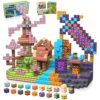 SSAWER Magnetic Blocks, 100PCS Magnetic Tiles Building Blocks, Magnet Cubes STEM Sensory Game Toys Christmas Birthday Gifts for Kids Boys Girls Age 3+ (Forest Sword)