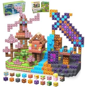 SSAWER Magnetic Blocks, 100PCS Magnetic Tiles Building Blocks, Magnet Cubes STEM Sensory Game Toys Christmas Birthday Gifts for Kids Boys Girls Age 3+ (Forest Sword)