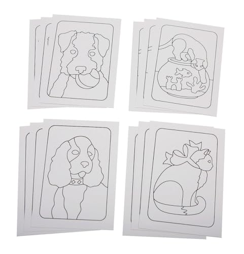 S&S Worldwide Unfinished Adhesive Sand Art Boards for Creating Sand Pictures, Great for Kids and Adults, 3 Each of 4 Dog & Cat Designs, 5" x 7" Pack of 12