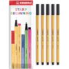 STABILO point 88 Fineliner Pen - 0.4mm Fine Line Width - Pack of 6 Pens (Black)