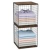 Stackable Cube Wire Storage Organizer for Closet Shelves, with Wood Top