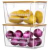 Stackable Storage Bins with Bamboo Lids, 2-Pack, 28x18x18cm