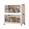 Stackable Storage Boxes, Large Plastic Storage Boxes with Lid and Wheels, Storage Bins Organizer with Magnetic Doors for Bedroom, Living Room, Entryway,