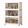 Stackable Storage Boxes, Large Plastic Storage Boxes with Lid and Wheels, Storage Bins Organizer with Magnetic Doors for Bedroom, Living Room, Entryway,