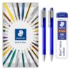 STAEDTLER 2x Blue Graphite 777 Mechanical Pencils & 12 0.5mm HB Micro Leads