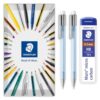STAEDTLER 2x Light Blue Graphite 777 Mechanical Pencils & 0.5mm HB Leads