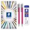 STAEDTLER 2x Magenta Graphite 777 Mechanical Pencils & 0.5mm HB Leads