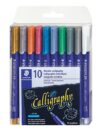 Staedtler metallic calligraphy markers, 10 metallic colours for light and dark paper, 8325 TB10