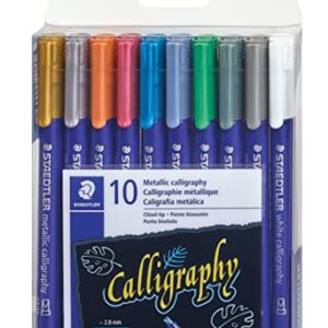 Staedtler metallic calligraphy markers, 10 metallic colours for light and dark paper, 8325 TB10
