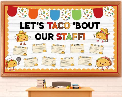 Staff Shout Out Bulletin Board Set Taco Staff Shout Outs Decorations Cute Taco Appreciation and Recognition DIY Craft Cutouts for School Classroom Office Employee Appreciation Wall Door Supplies