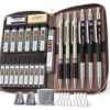 STAGEEK Mechanical Pencil Set with Leather Bag 30 Count, Drawing Pencils 0.5, 0.7, 0.9MM & 3PCS 2MM Sketching Pencils with 464PCS Lead Refills (6B 4B 2B HB 2H 4H Color) for Artist Drafting Drawing