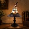 Stained Glass Style Witch Hat Lamp, USB Powered Resin Gothic Wizard Hat Night Light, Vintage Halloween Table Decor Accent for Bedroom Bookshelf Mantel Witchy Room Decor (Large, Black)