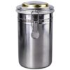 Stainless Steel Canister with Humidifier and Hygrometer, Airtight Food Storage Container, 6.8 in / 17.3 cm High Coffee Bean Container, 3.8 in / 9.6 cm Diameter, Kitchen Snack Containers with Lids