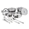 Stainless Steel Cookware Set, 14 Piece with Steel Handle, Composite Bottom for Daily Cooking (14)