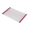 Stainless Steel Dish Drying, Pack Of 2 Roll-Up Dish Drying Rack, Kitchen Sink Mat, 12 Tubes, Multicolor, Multiple Sizes(Pink,470X220MM)