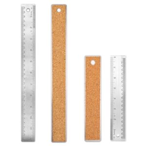 Stainless Steel Metal Ruler - 8 Inch & 12 Inch, Non-Slip, Cork Backed, Straight Edge, Inch & Centimeters for Students, School, Office, Drafting Tools