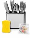 Stainless Steel Utensil Holder, 4-Compartment Kitchen Countertop Organizer