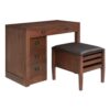 Stakmore Wooden Expanding Desk with Ottoman, Walnut - Wood Convertible Desk with Pull-Out Leaves and 3 Functioning Drawers for Home Office Tables