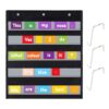 Standard Pocket Chart, Pocket Chart for Classroom with 5 Clear Pockets, Black Storage Pockets Charts Schedule Wall File Organizer with 3 Over Door Hangers for Classroom School Home Supplies 22" x 17"