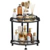 Standing Corner Shower Caddy, 2 Tier Corner Shelf Organizer for Kitchen and Bathroom, Countertop Corner Storage Rack, Corner Shelf for Vanity, Cabinets, Under Sink, Metal Organizer