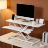 Standing Desk Converter 38" W,Height Adjustable Sit Stand Workstation with Gas Spring Lift,Wide Keyboard Tray Dual Monitor Riser,Ergonomic Desktop Stand for Home Office