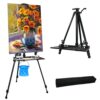 STANDNEE Easel Stand, 20" to 61" Adjustable Artist Easel for Adults, Aluminum Tripod Canvas Stand with Tray, Portable Painting Easel for Tabletop & Floor Displaying, Black