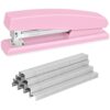 Stapler with 5000 Staples - Office Stapler, 25 Sheet Capacity, Staplers for Desk, Non-Slip, Pink