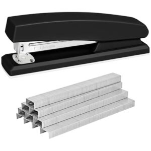 Stapler with 5000 Staples - Office Stapler, 25 Sheet Capacity, Staplers for Desk, Non-Slip, Black