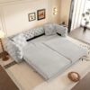 Star20XX Convertible Sleeper Sofa, Pull Out Sofa Bed, Velvet 4-Seater Couch, 97. Inch 3-in-1 Button Tufted Sofa with Movable Ottoman and 2 Pillows, 28.4 Inch Deep Seat, Light Grey