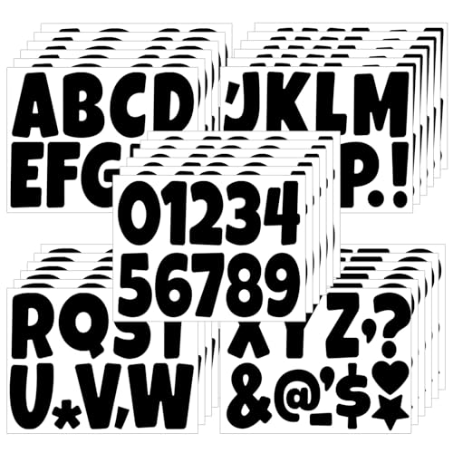 Starboling 300 Pieces 30 Sheets Bulletin Board Letters,4 Inch Poster Board Letters,Large Vinyl Alphabet Stickers for Poster Board Letters Mailbox Classroom School Home Decor(Black)
