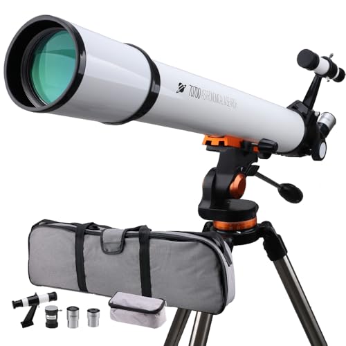 Starboosa Telescope 70mm Aperture and 700mm Focal Length - Professional Astronomy Refractor Telescope for Beginners - with Phone Mount,Stainless Tripod,Handbag,Metal 5X Barlow Lens,Filter