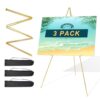 Starhoo Easel Stand for Sign 63'' Art Easels for Display Wedding Welcome Poster Stand Portable Floor Metal Easel Gold 3 Pack