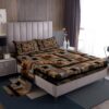 Star Print Bed Sheets Set Kids Western Theme Cow Fur Sheet Set Plaid Pattern Sheets with Deep Pocket Fitted Sheet for Boys Room Rustic Cabin Country Brown Bedding Set Twin Size With 1 Pillow Case