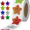 Star Stickers for Kids Reward 10 Rolls 500Pcs/roll New Stars Stickers Thank You Photocard Decor Packaging Pack Roll Rolling Lables