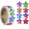 Star Stickers for Kids Reward 6 Rolls 500pcs/roll Color Holographic Star Stickers Birthday Wedding Gift Party Decor Seals Label Envelope Baking Labels Sticker
