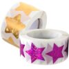 Star Stickers for Kids Reward 8 Rolls 500pcs/roll Mix Color Sealing Stickers Self Adhesive Decorative