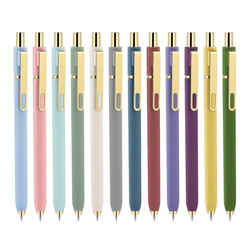 Startext Gel Pens 12-Pack, 0.5mm Black Ink Fine Point Smooth Writing Pens, Quick Dry Ink No Smudge, Retractable Pens for Journaling Note Taking,Gift for Nurses,Teachers,Gift for Nurses,Teachers