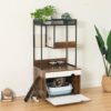 STARVELA Cat Litter Box Enclosure Cabinet with Cat Tree Tower, Hidden Cat Washroom Furniture, Industrial Wooden Cat House with Multi-Level Perch & Storage Shelves for Indoor Cats
