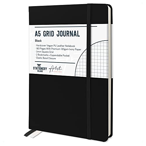 STATIONERY ISLAND Blank Journal Notebook, A5 Hardcover Blank Notebook with 120gsm Thick Paper, 180 Pages No Lines, Lay Flat Plain Notebook for Writing, Work, School, Planning, Journaling